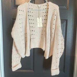 Moon & Madison Cream Open Weave Cropped Cardigan